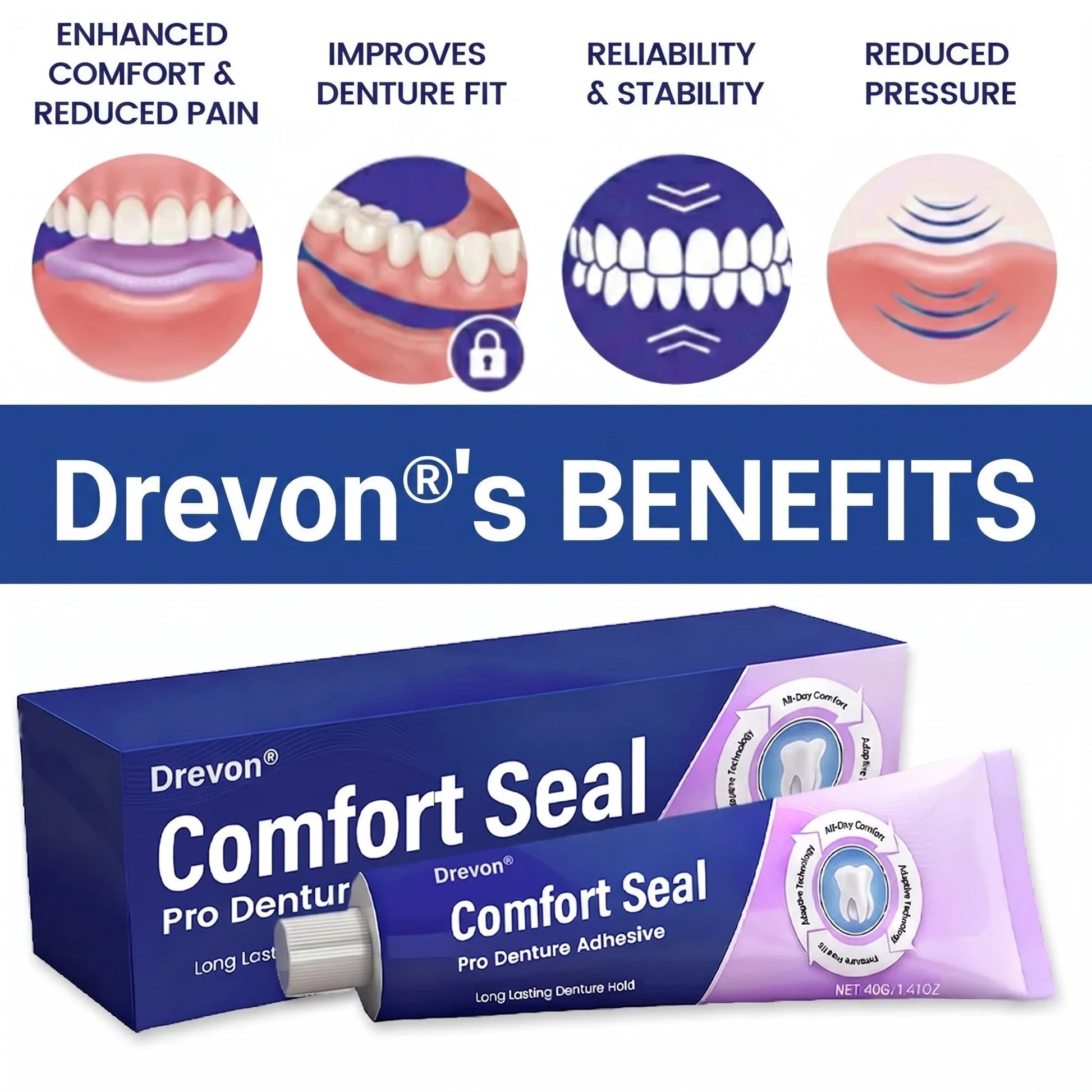🔥 LIMITED SPECIAL OFFER 🔥DeComfort Seal Pro Denture Adhesive🦷💜FDA Certified (Clinically Proven 96- Hour Lock Hold for Secure, Comfortable & Zinc-Free Denture Fit)