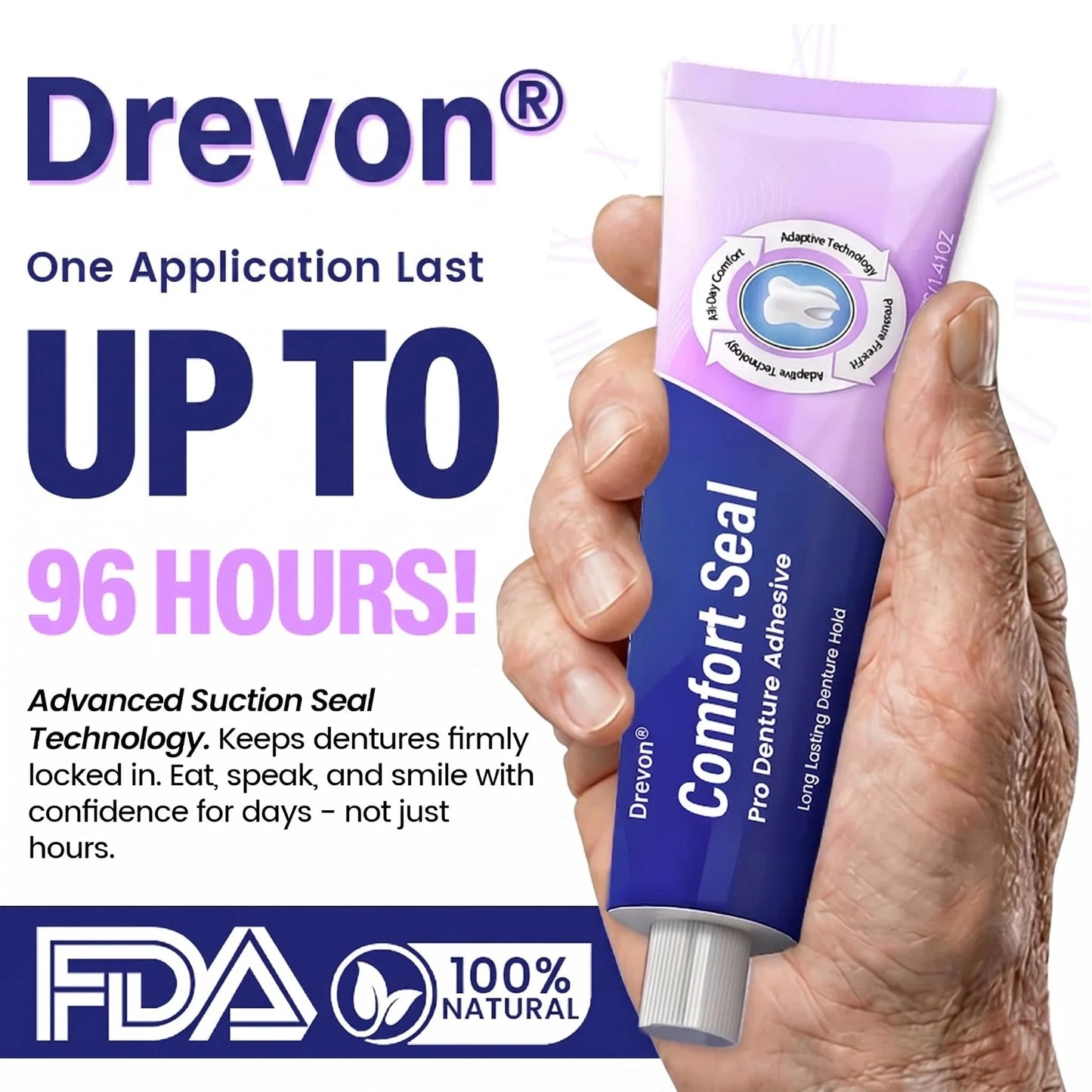 🔥 LIMITED SPECIAL OFFER 🔥DeComfort Seal Pro Denture Adhesive🦷💜FDA Certified (Clinically Proven 96- Hour Lock Hold for Secure, Comfortable & Zinc-Free Denture Fit)