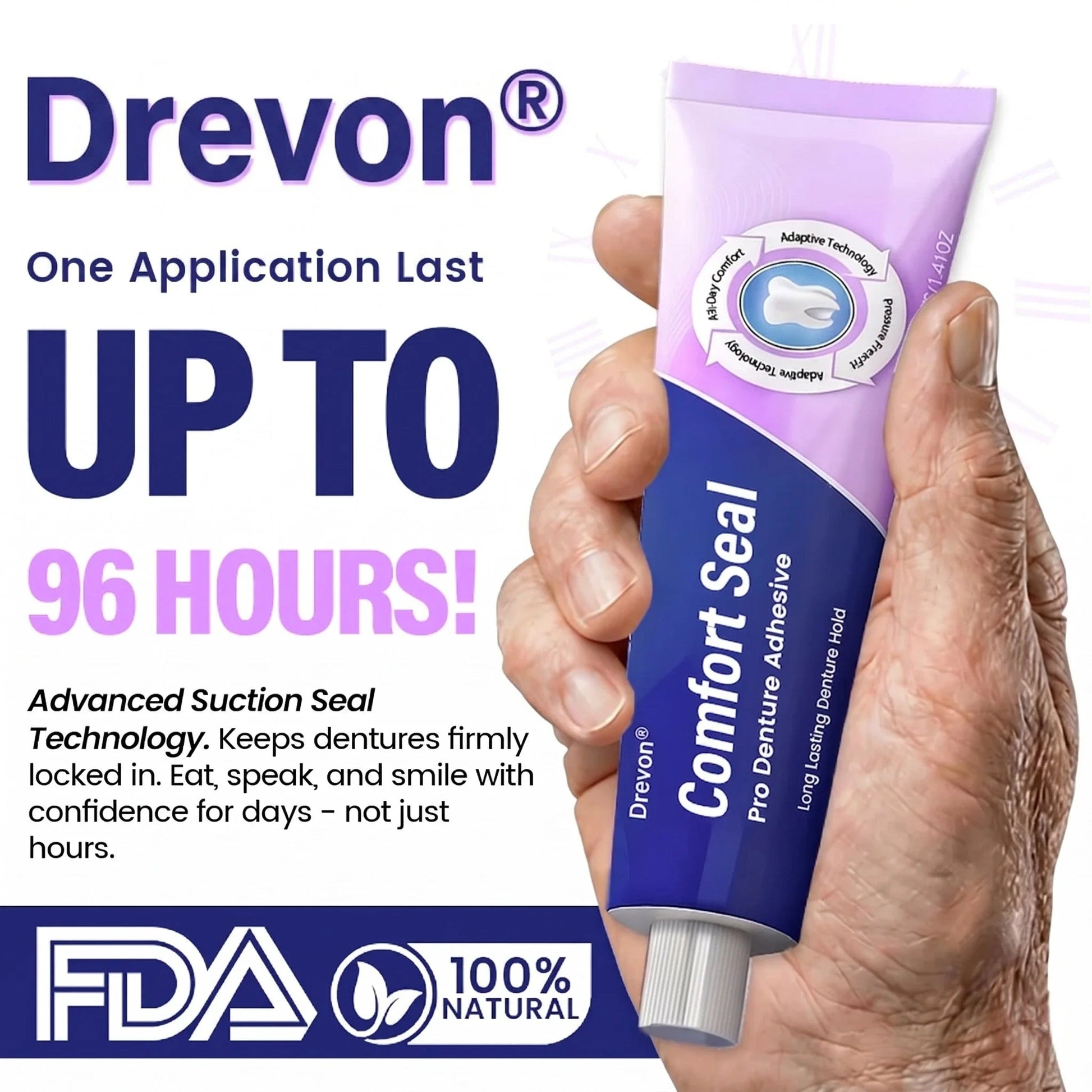 🔥 LIMITED SPECIAL OFFER 🔥DeComfort Seal Pro Denture Adhesive🦷💜FDA Certified (Clinically Proven 96- Hour Lock Hold for Secure, Comfortable & Zinc-Free Denture Fit)