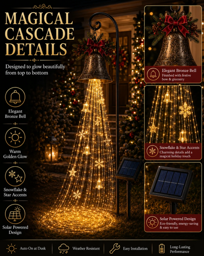 🔥Hot Sale 40% OFF🎄 Christmas Bell Cascade Solar Yard Light✨