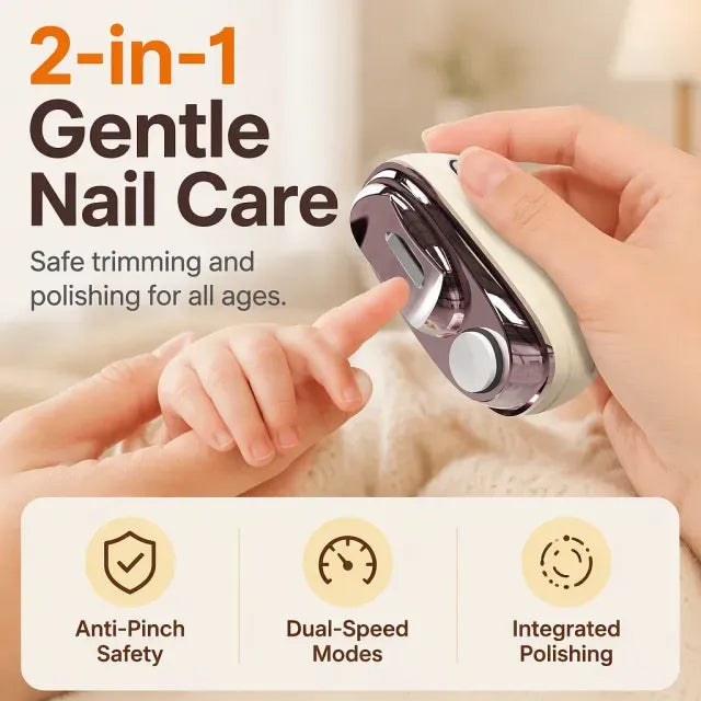 Time-Limited Special⏰2-in-1 Smart Electric Nail Trimmer & Polisher for All Ages 👨‍👩‍👧‍👦 – Blade-Free, Blood-Free & Stress-Free Nail Care! 💅