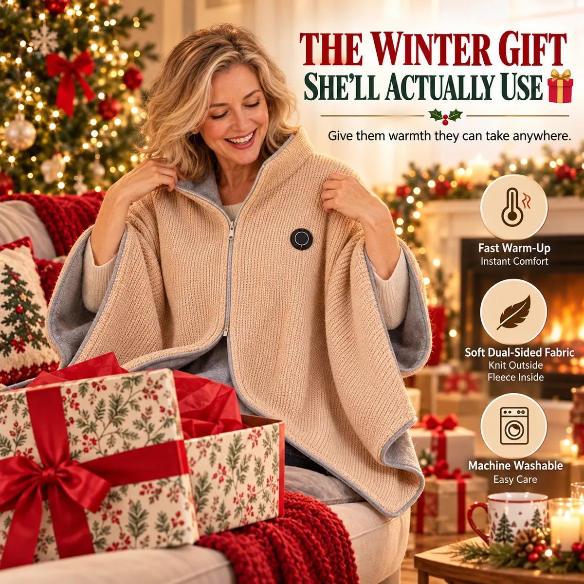 ⛄LIMITED-TIME 50% OFF‼️💞54K+ SOLD⭐🔥 USB HEATED WEARABLE SHAWL