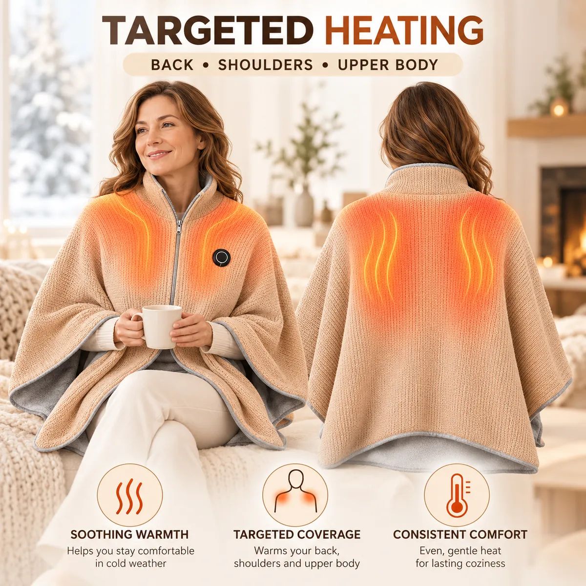 ⛄LIMITED-TIME 50% OFF‼️💞54K+ SOLD⭐🔥 USB HEATED WEARABLE SHAWL