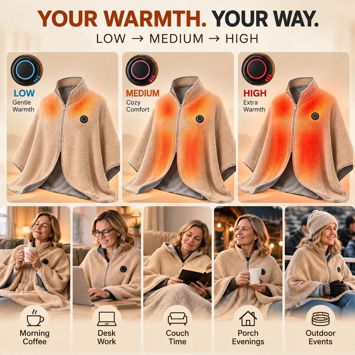 ⛄LIMITED-TIME 50% OFF‼️💞54K+ SOLD⭐🔥 USB HEATED WEARABLE SHAWL